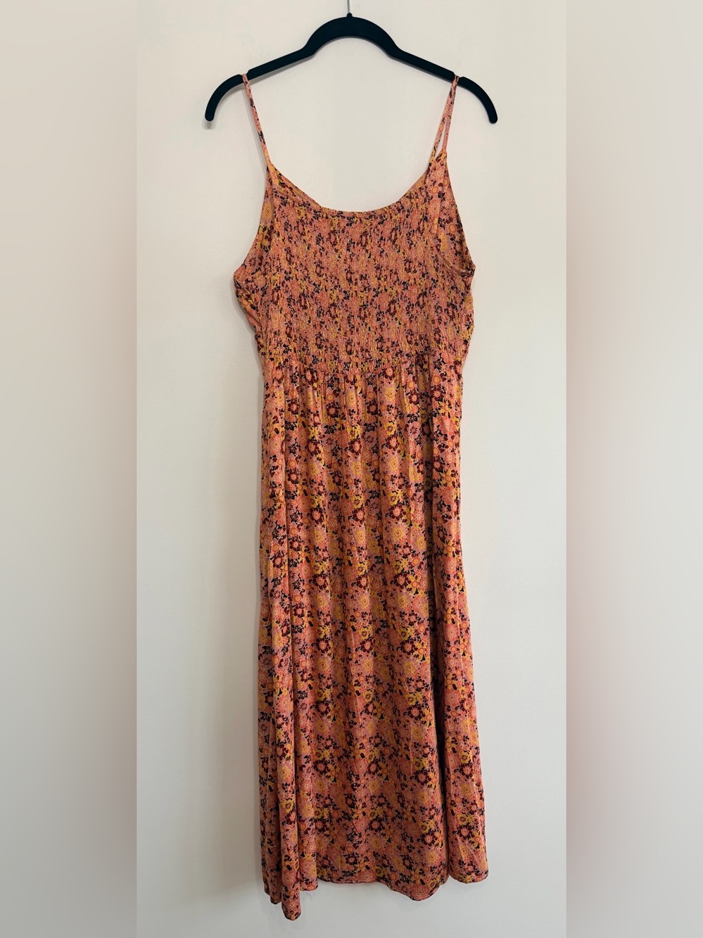 Pink Floral Boho Tie Front Slit Maxi Dress L - Picture 6 of 11
